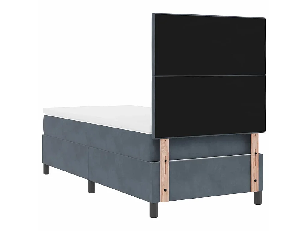 Letto a molle con testiera Grigio scuro 100 x 200 cm Velluto