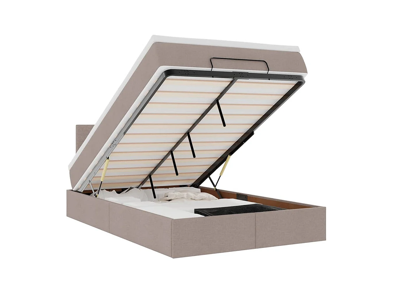 Ottoman-Bett mit Matratze Taupe 120x190 cm Stoff