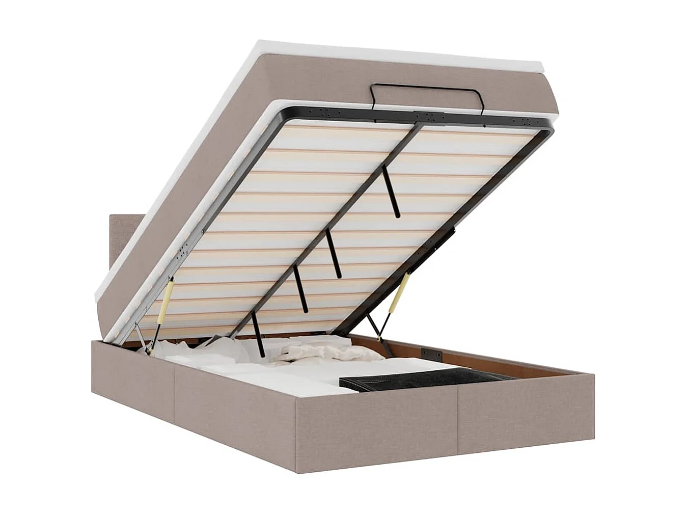 Ottoman-Bett mit Matratze Taupe 120x190 cm Stoff