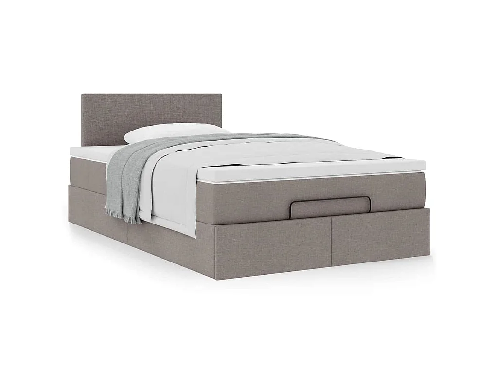Struttura Letto Pouf con Materasso Tortora 120x190 cm Tessuto
