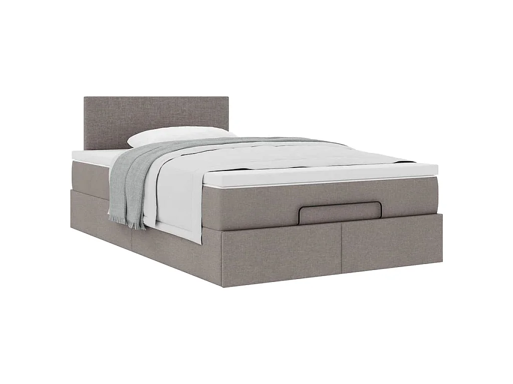 Struttura Letto Pouf con Materasso Tortora 120x190 cm Tessuto