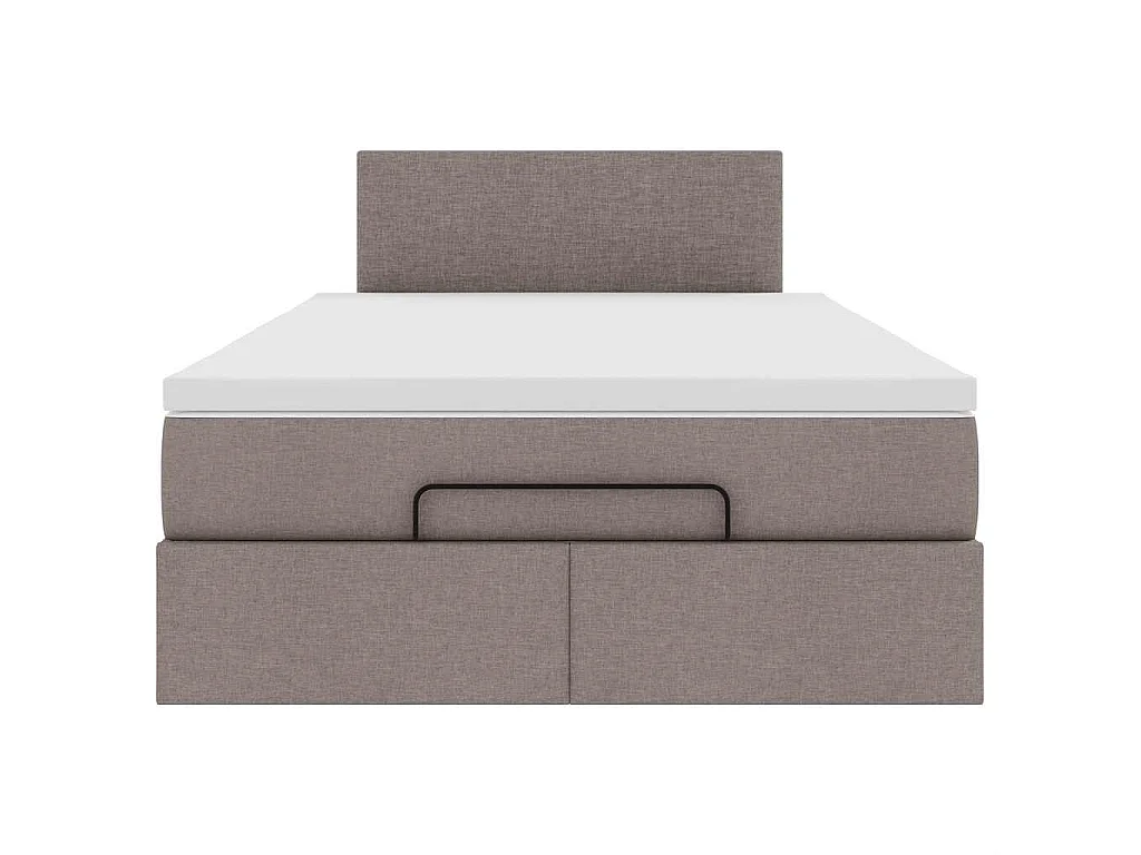 Struttura Letto Pouf con Materasso Tortora 120x190 cm Tessuto