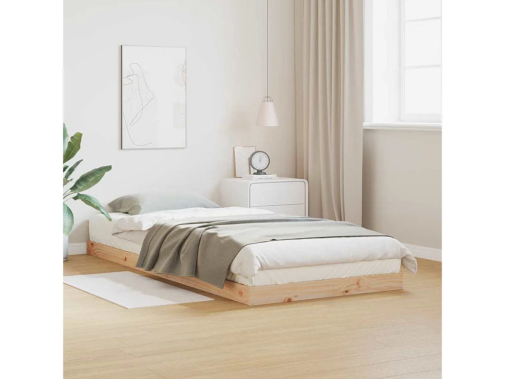 Cadre de lit surélevé Naturel 100 x 220 cm Pin massif