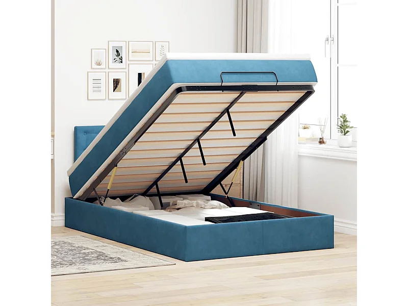 Bed poef met matras 120x190 cm fluweel donkerblauw