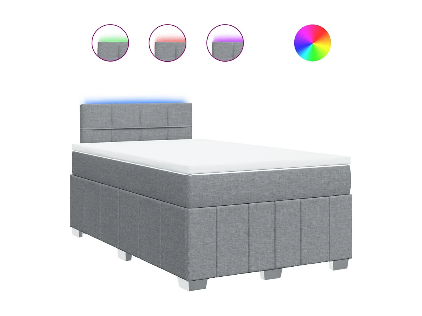 Giroletto a Molle con Materasso Grigio Chiaro 120x200cm Tessuto