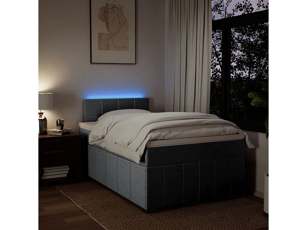 Giroletto a Molle con Materasso Grigio Chiaro 120x200cm Tessuto