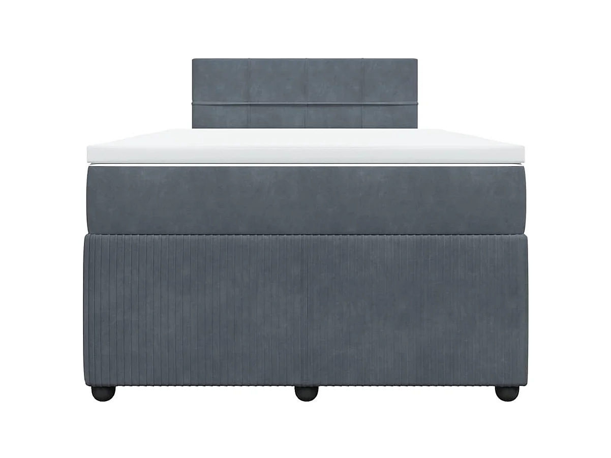 Sommier à lattes de lit et matelas gris foncé 120x190cm velours