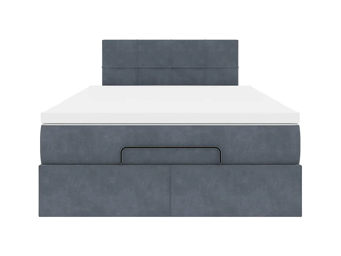 Cadre de lit ottoman et matelas gris foncé 120x200 cm velours