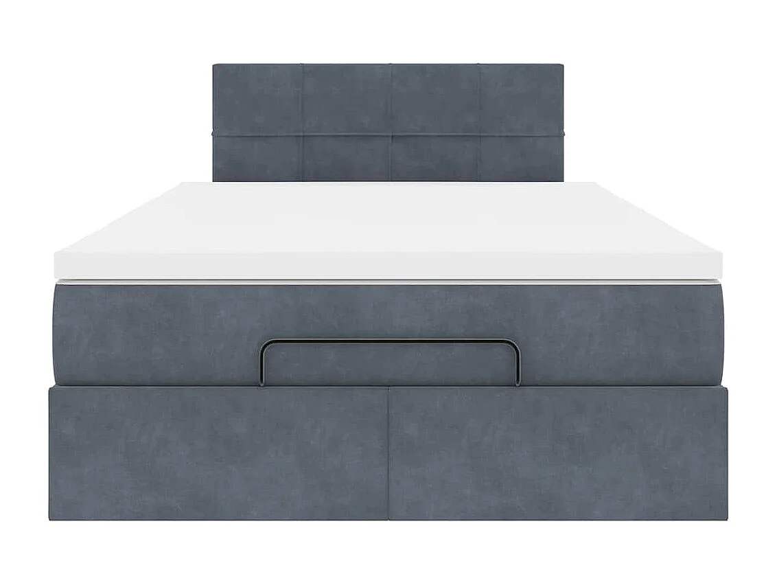 Cadre de lit ottoman et matelas gris foncé 120x200 cm velours