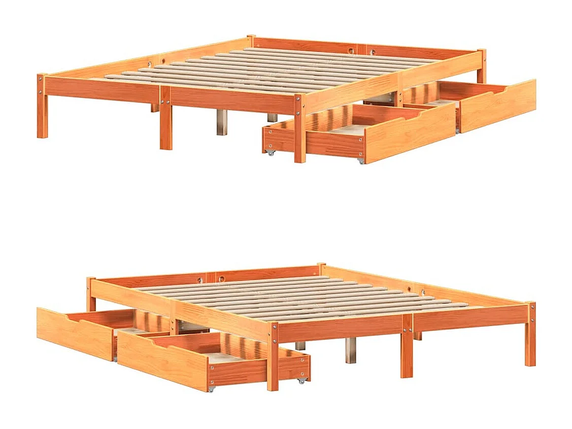 Cadre de lit sans matelas cire marron 120x200cm bois pin massif