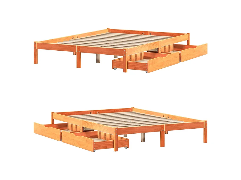 Cadre de lit sans matelas cire marron 120x200cm bois pin massif