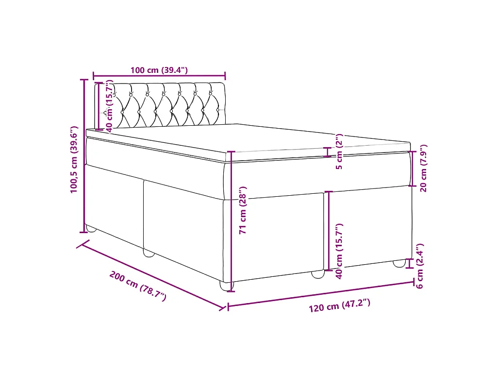 Boxspring met matras stof taupe 120x200 cm
