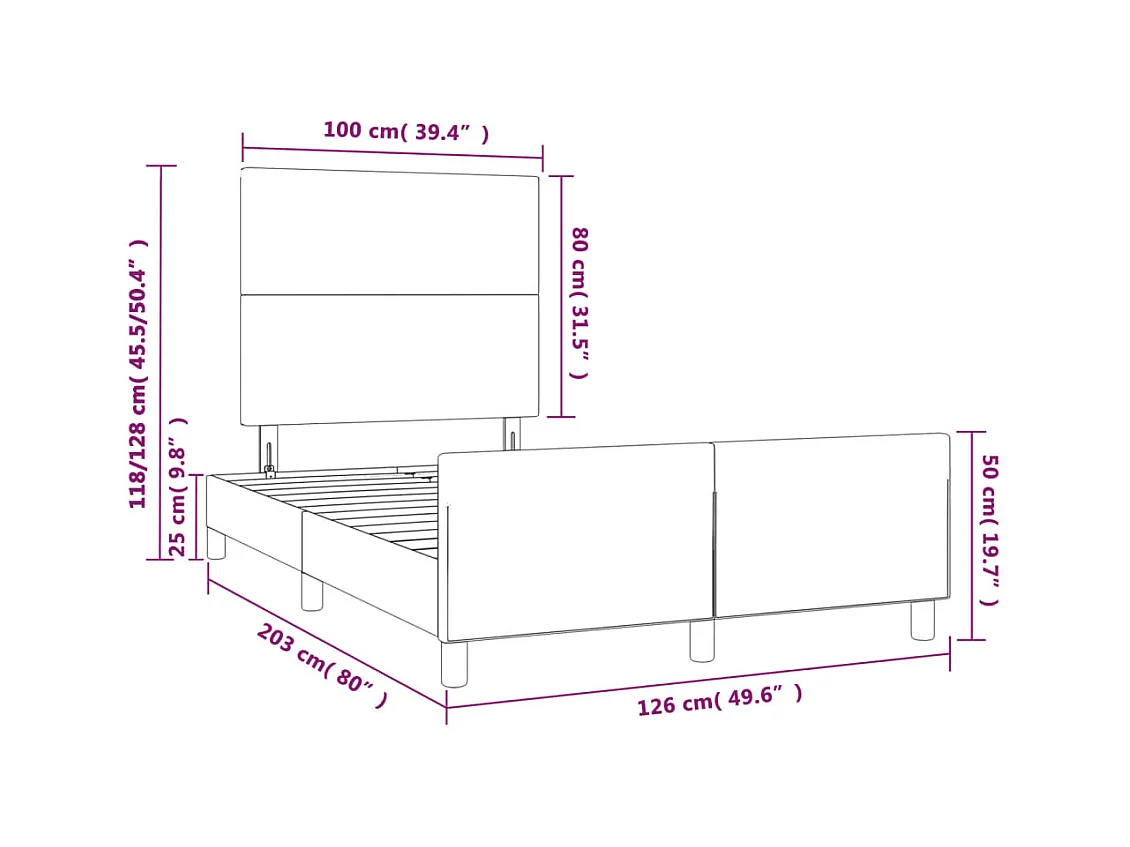 Giroletto senza Materasso Grigio Chiaro 120x200 cm Tessuto