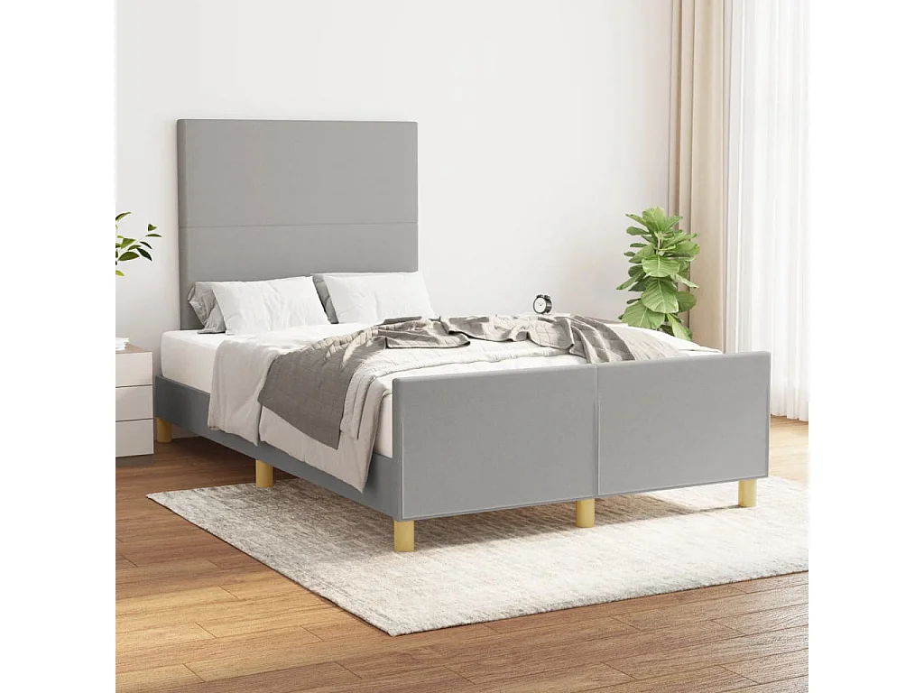 Cadre de lit sans matelas gris clair 120x200 cm tissu