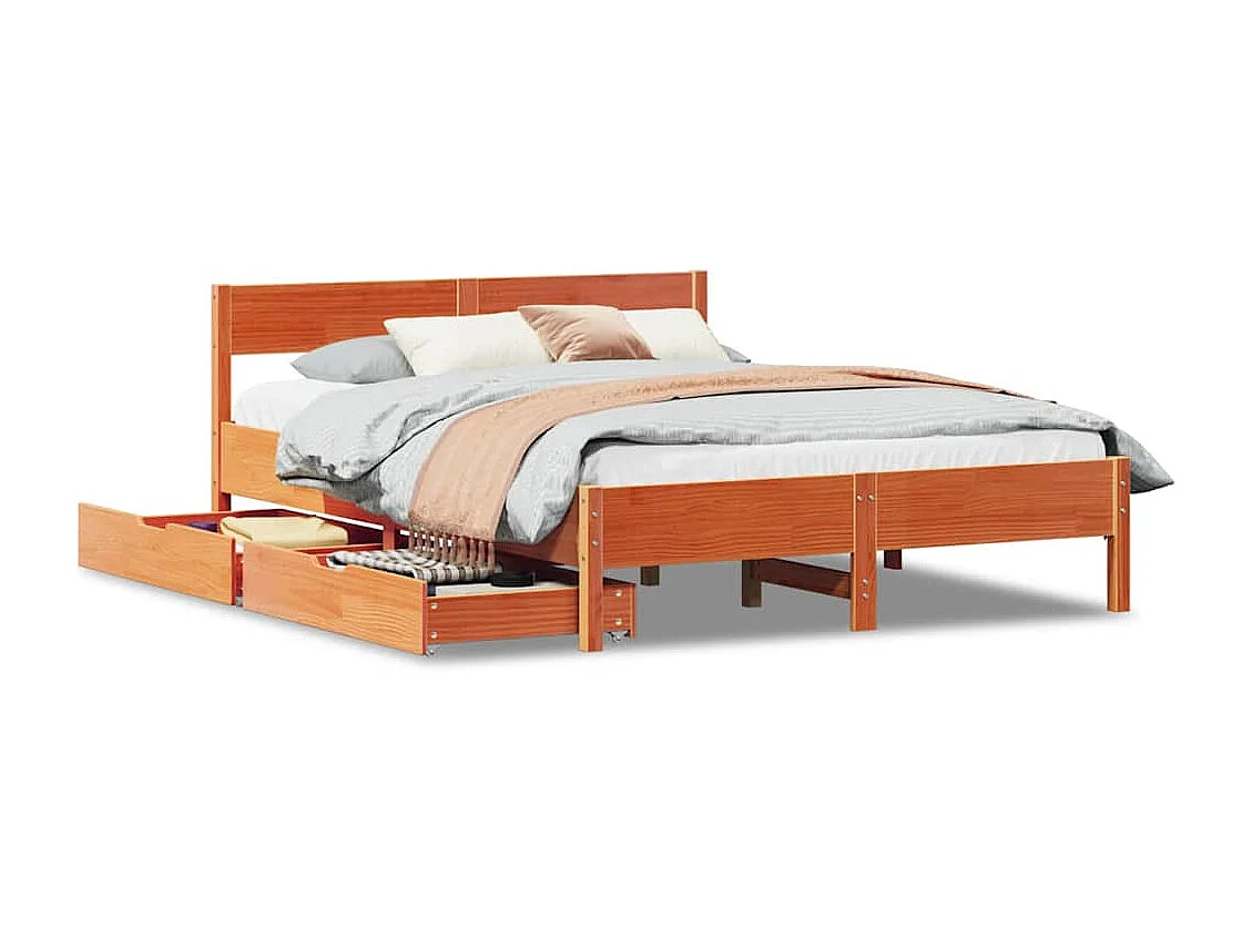 Massivholzbett ohne Matratze Wachsbraun 120x190 cm Kiefernholz