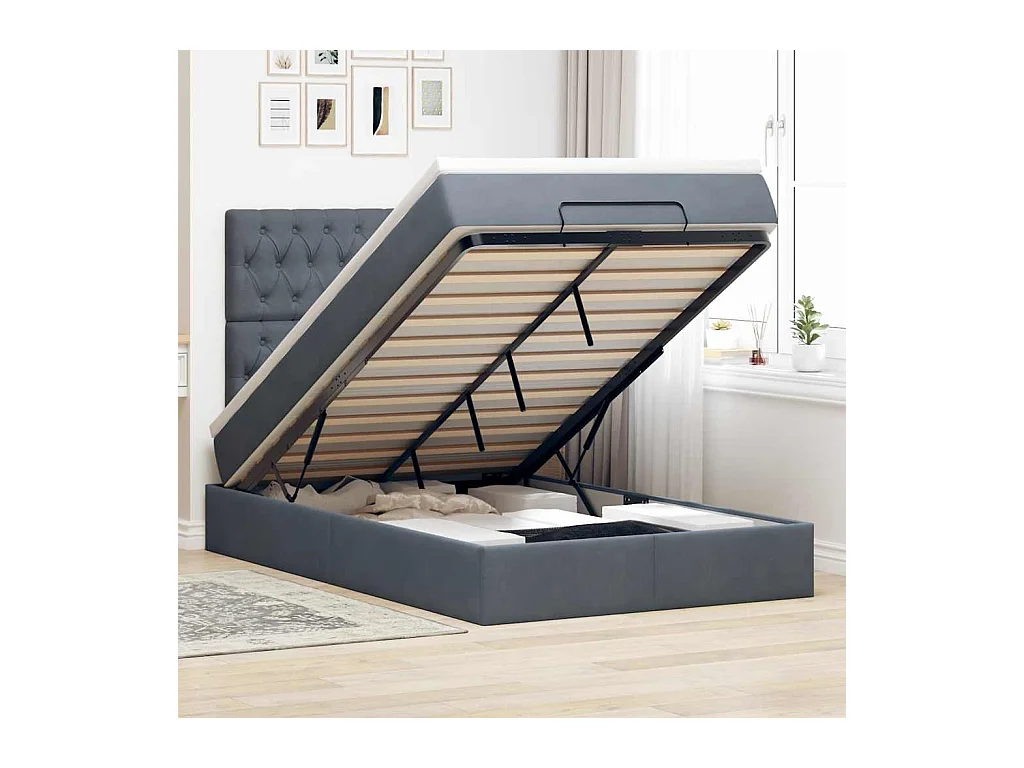 Ottoman bed met matrassen 120x200cm fluweel donkergrijs