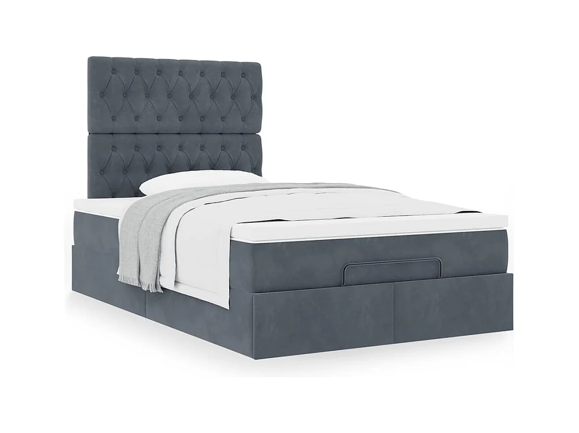 Ottoman bed met matrassen 120x200cm fluweel donkergrijs