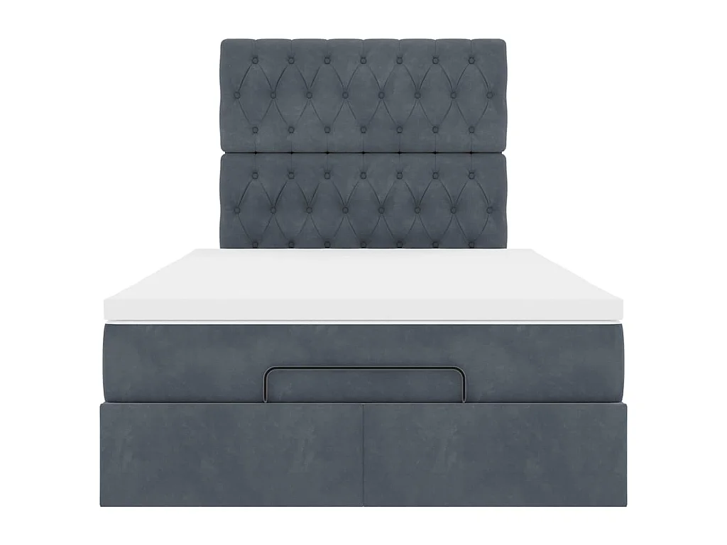 Estructura cama otomana colchones terciopelo gris oscuro