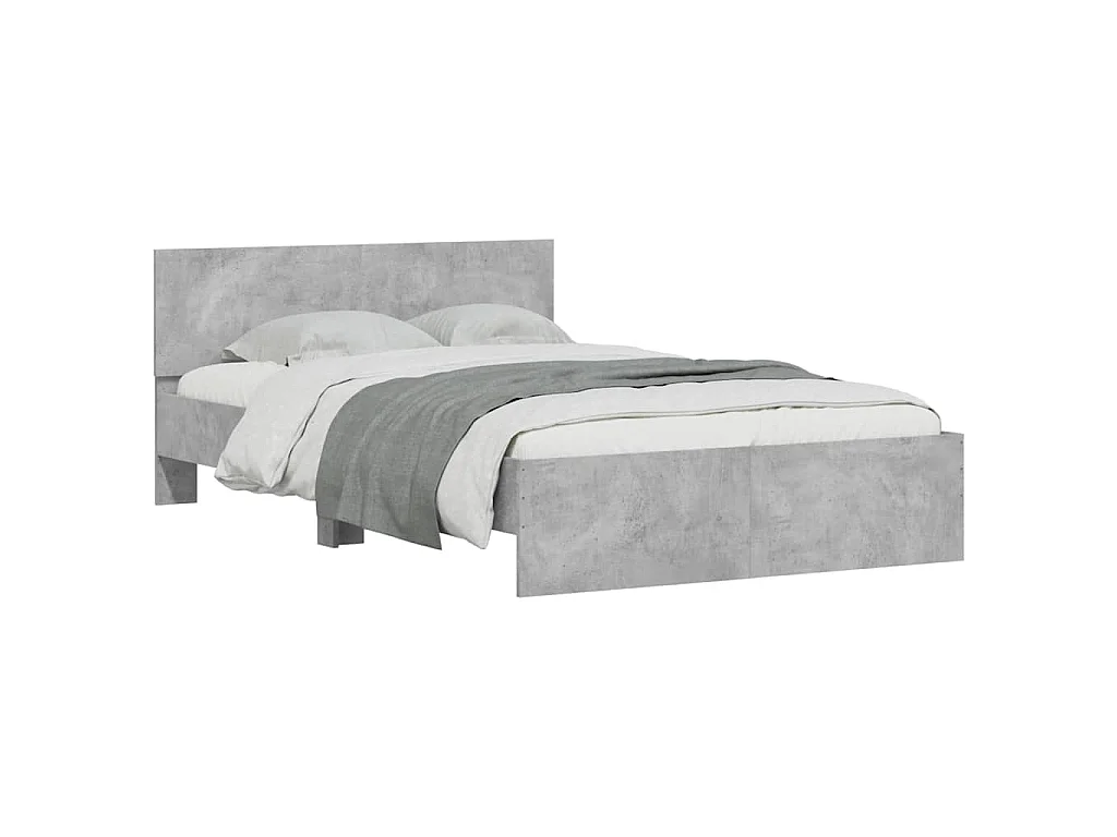 Bettgestell mit Kopfteil LED-Beleuchtung Betongrau 120x200 cm