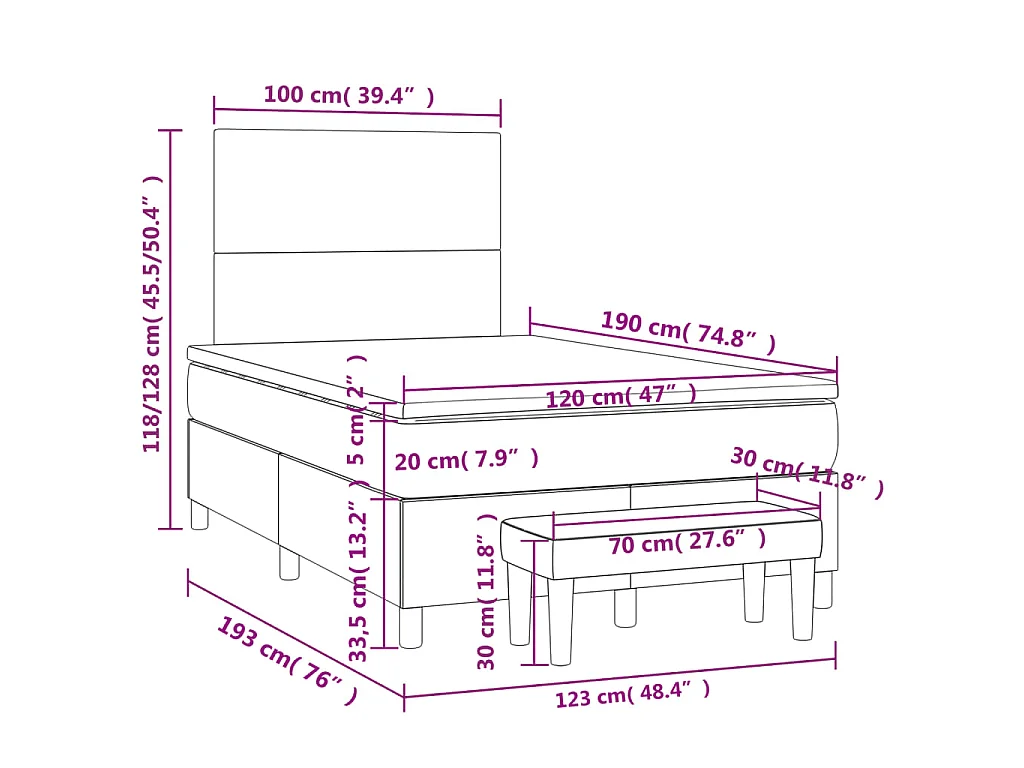 Boxspring met matras stof taupe 120x190 cm