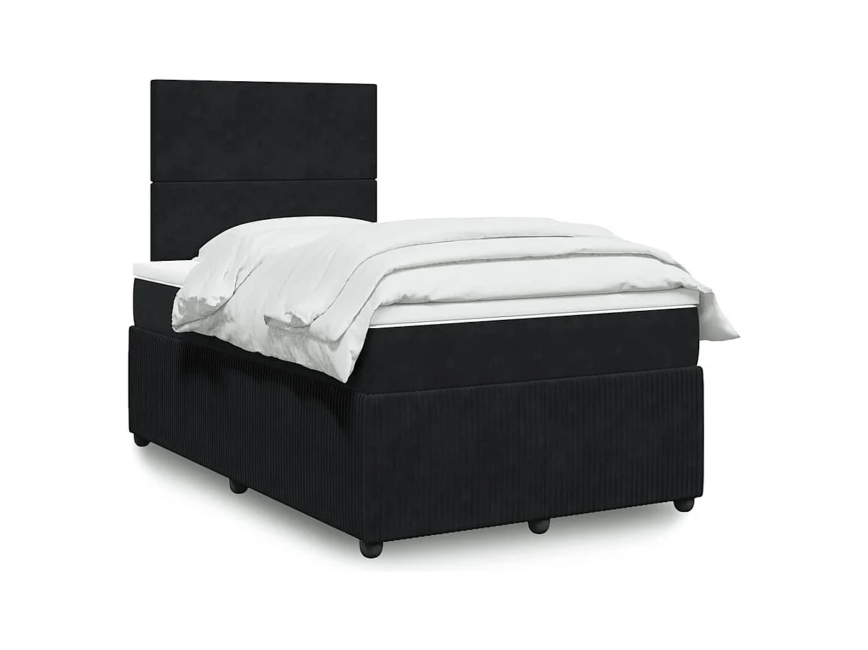 Giroletto a Molle con Materasso Nero 120x190 cm in Velluto