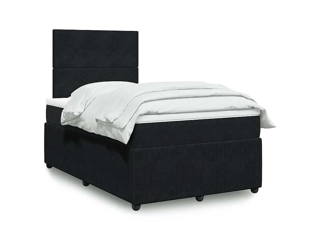 Giroletto a Molle con Materasso Nero 120x190 cm in Velluto