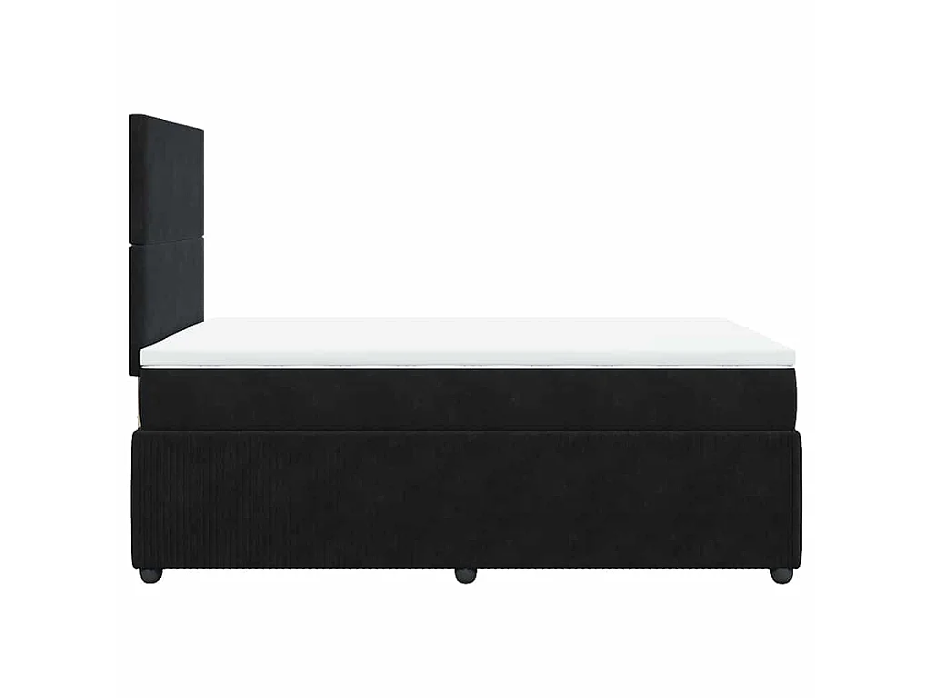 Giroletto a Molle con Materasso Nero 120x190 cm in Velluto