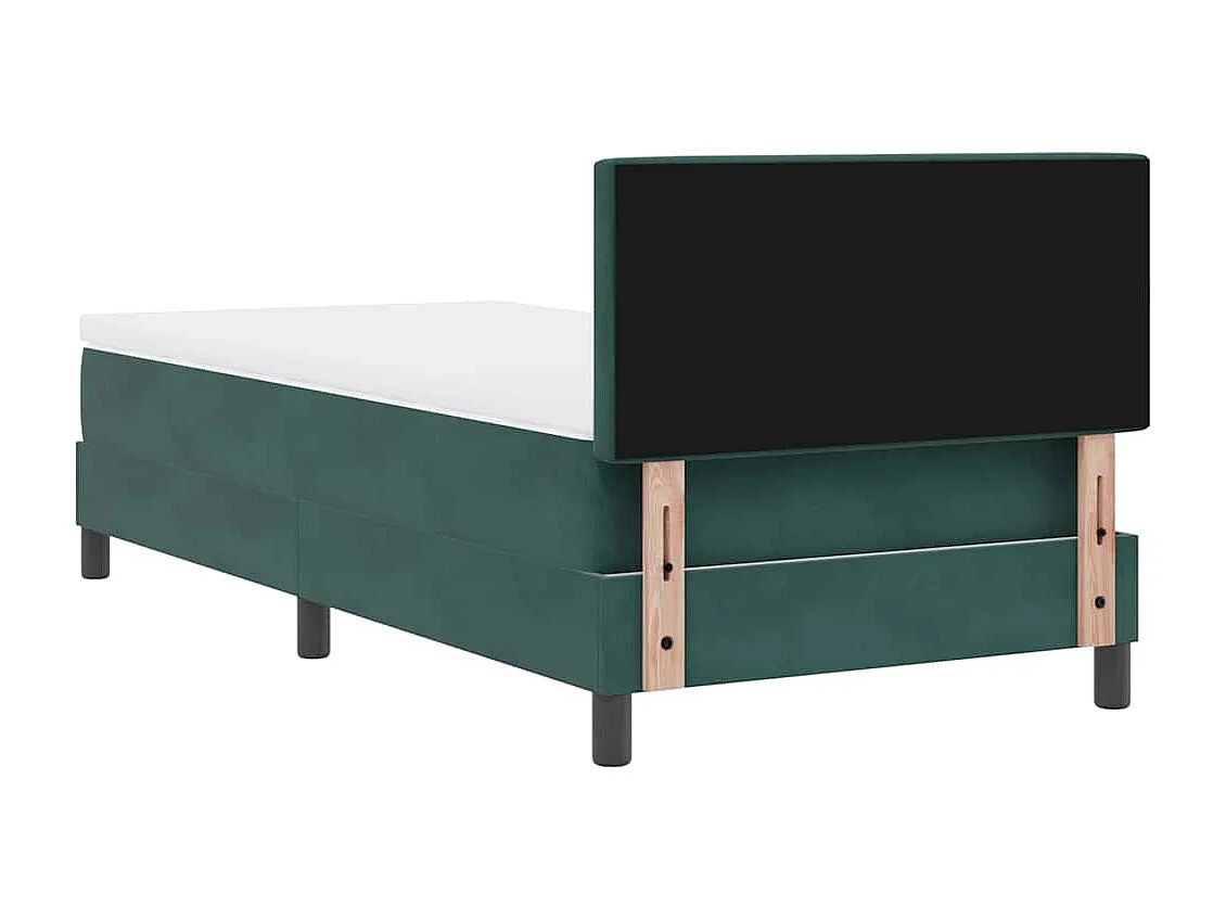 Lit à ressorts avec matelas Vert foncé 100 x 200 cm Velours