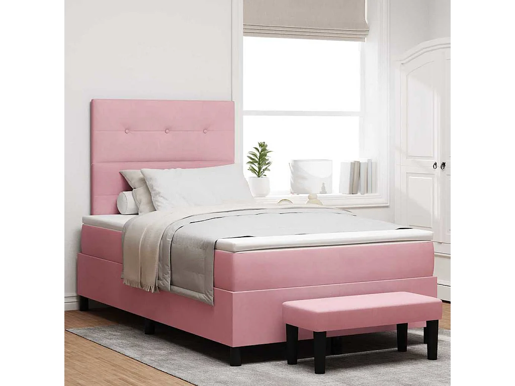 Lit à ressorts avec matelas Rose 120 x 200 cm Velours