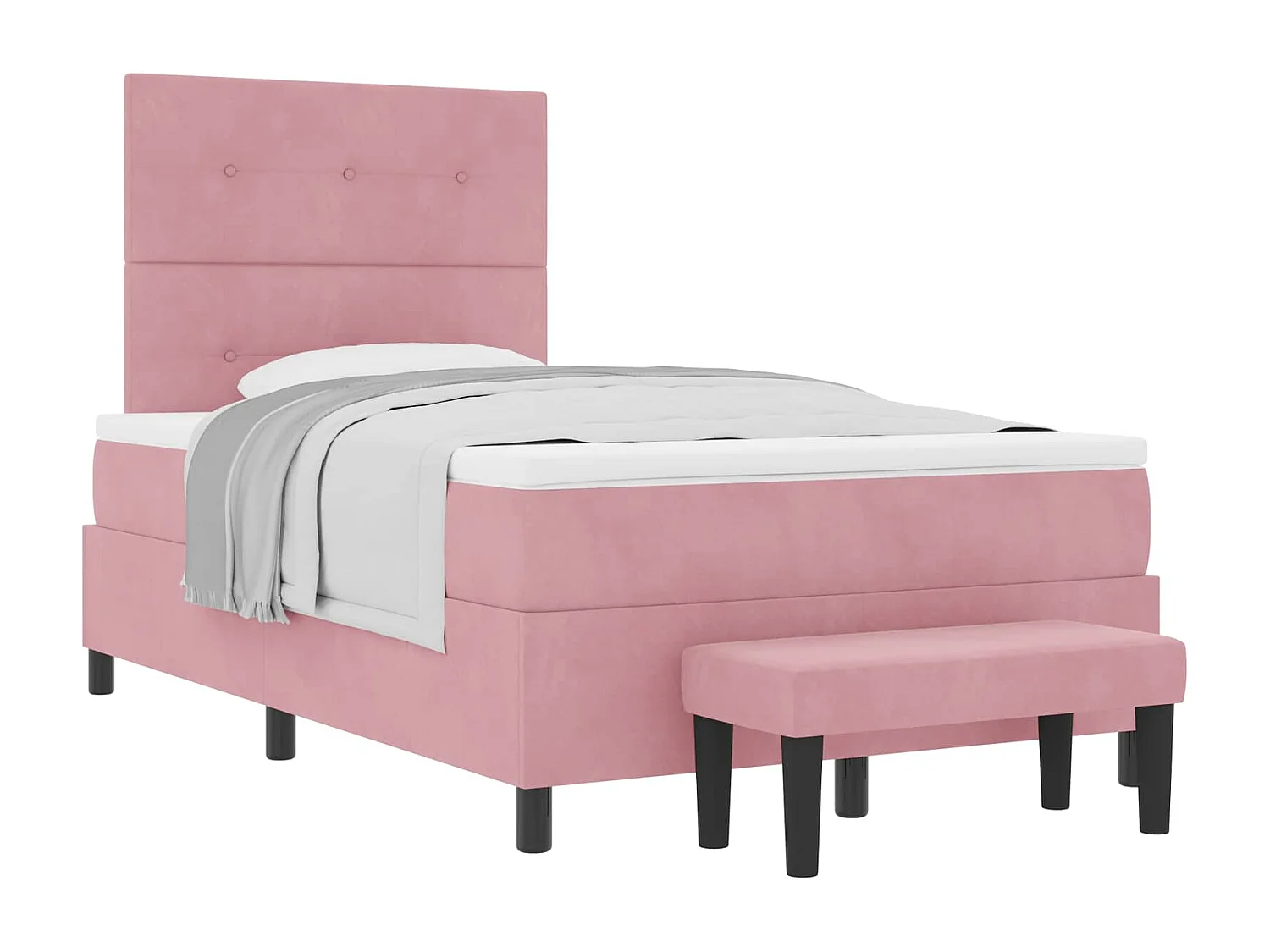 Lit à ressorts avec matelas Rose 120 x 200 cm Velours