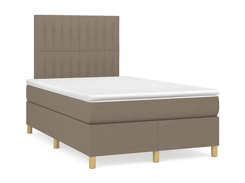 Sommier à lattes de lit matelas et LED taupe 120x190 cm tissu