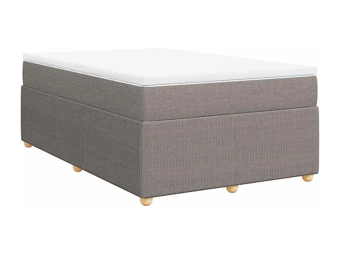 Cama box spring con colchón tela gris taupe 120x200 cm