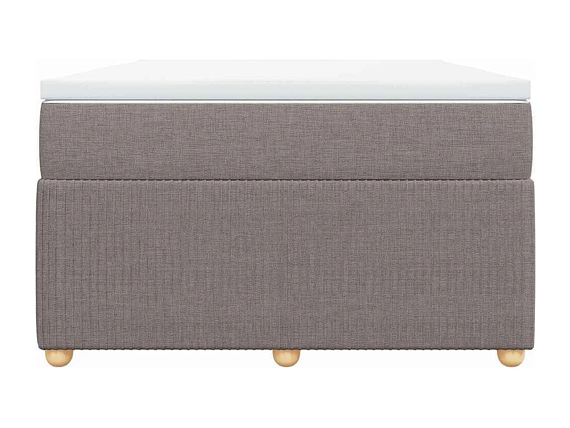 Cama box spring con colchón tela gris taupe 120x200 cm