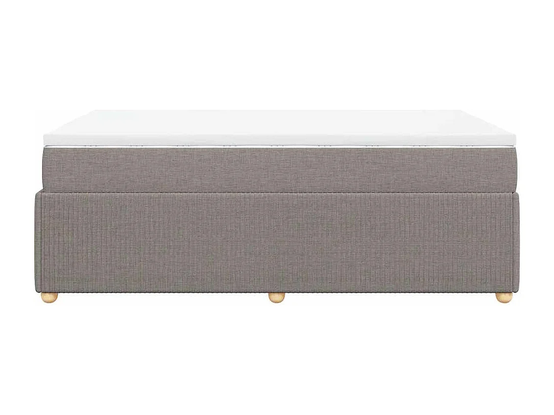 Cama box spring con colchón tela gris taupe 120x200 cm