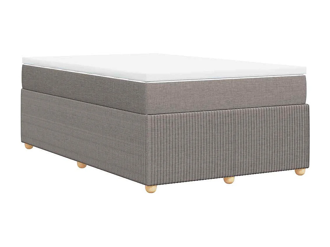 Cama box spring con colchón tela gris taupe 120x200 cm