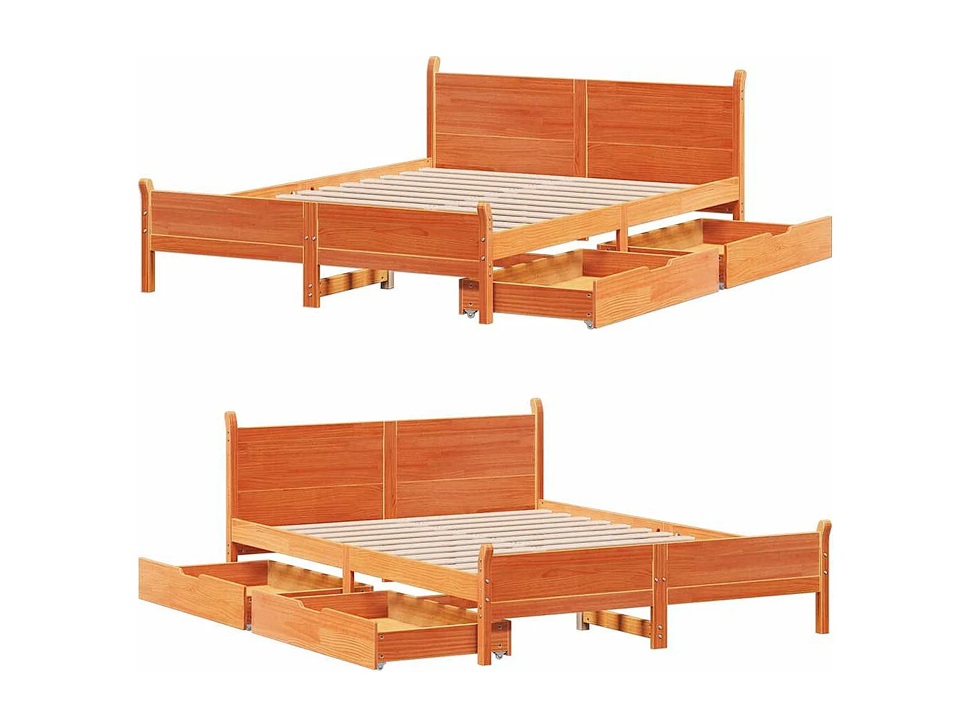 Cadre de lit sans matelas cire marron 120x200cm bois pin massif