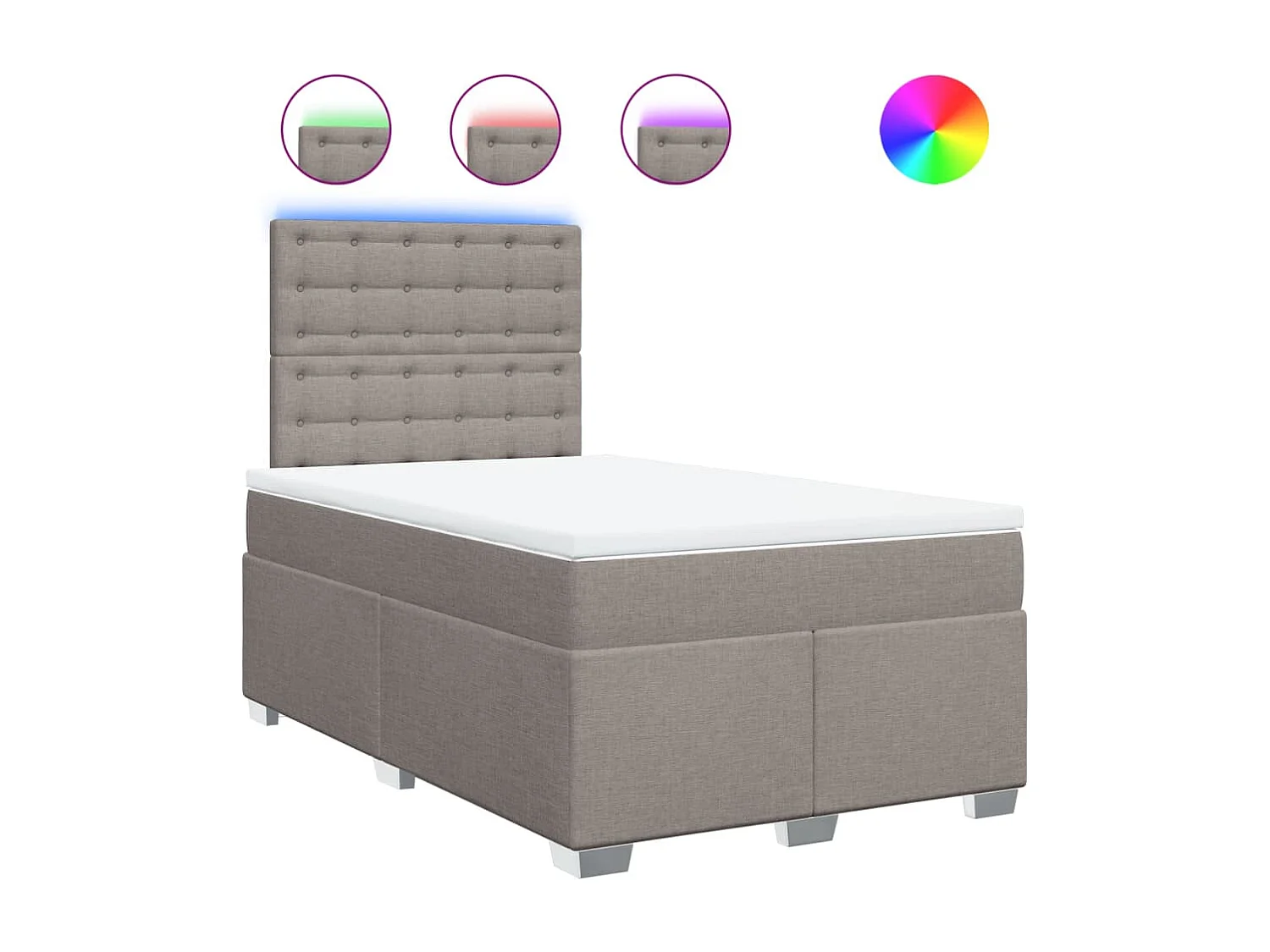 Cama boxspring c/ colchão 120x190cm tecido castanho-acinzentado