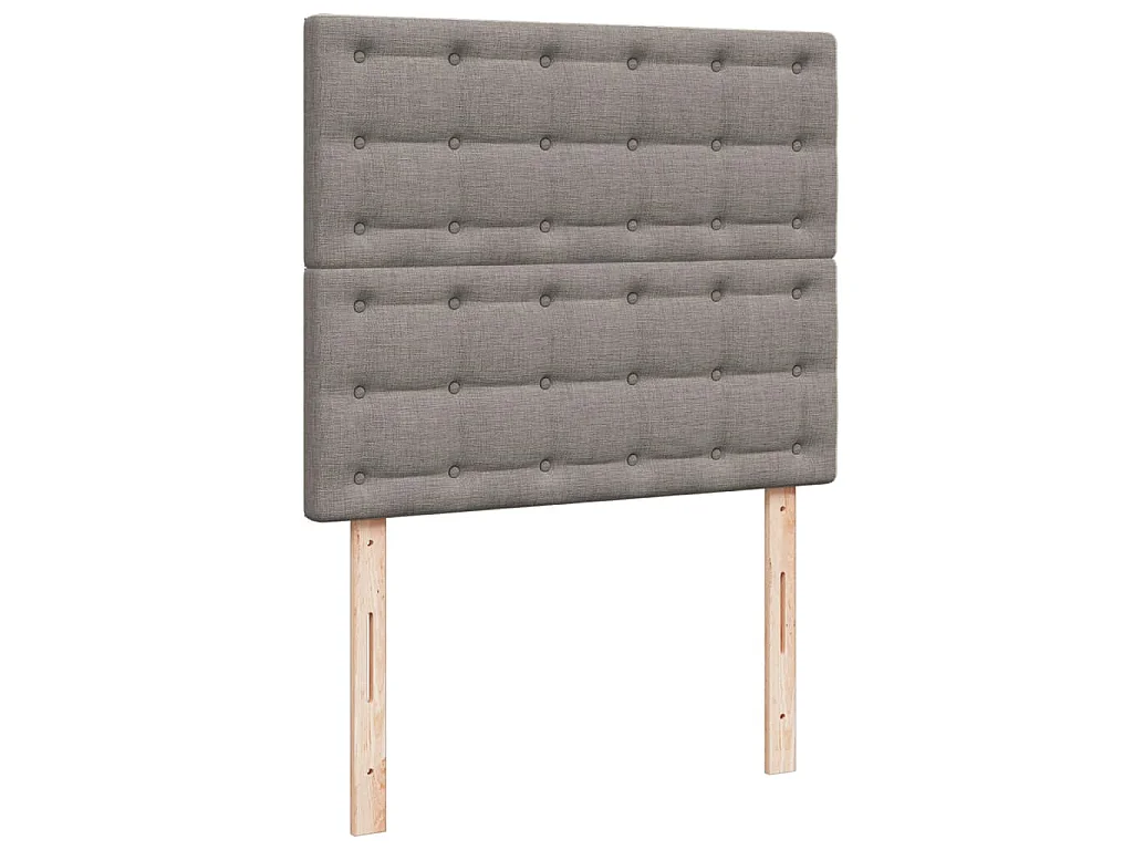 Cama box spring con colchón tela gris taupe 120x190 cm