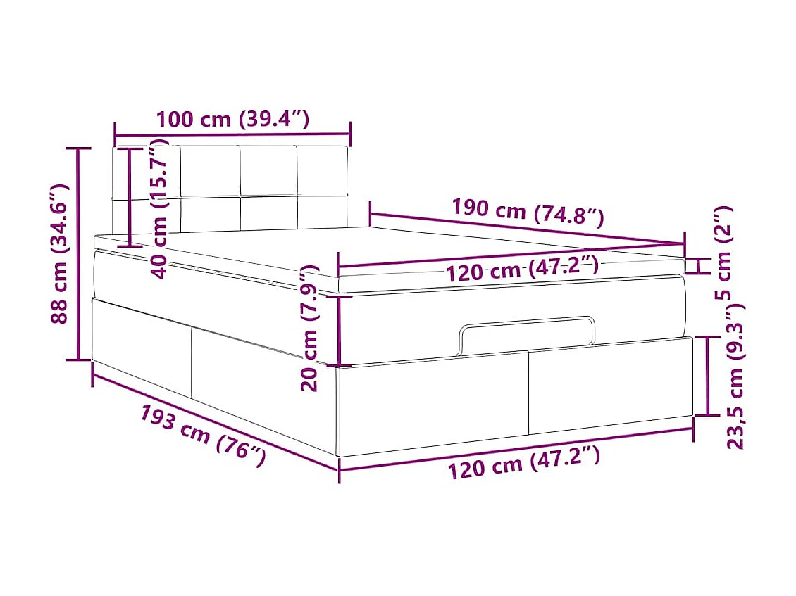 Bed met matras 120x190 cm stof zwart