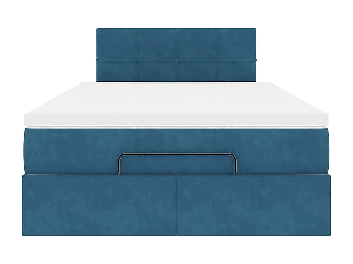 Lit ottoman avec matelas bleu foncé 120x190 cm velours