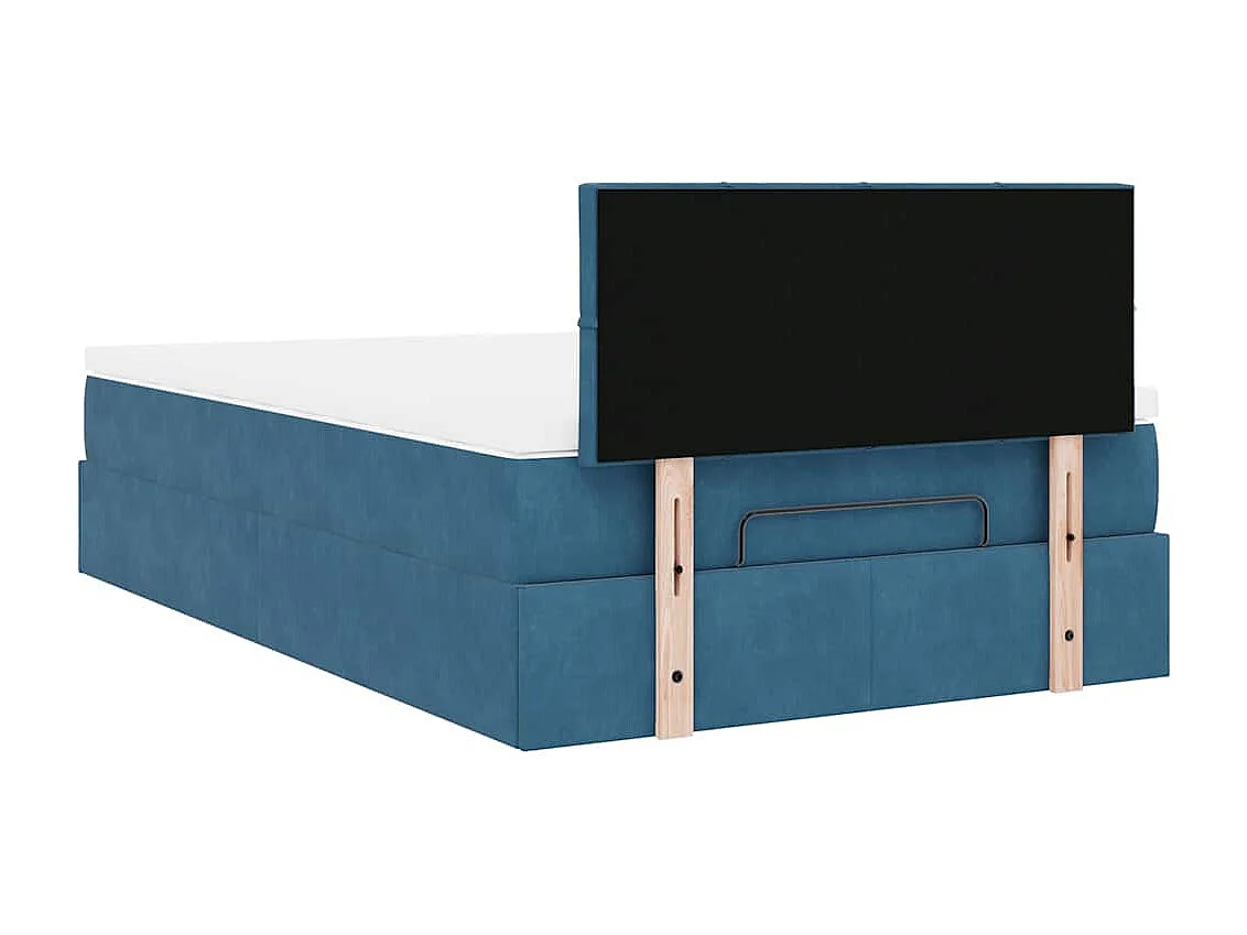Lit ottoman avec matelas bleu foncé 120x190 cm velours