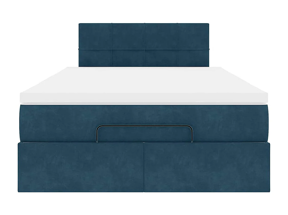Cama otomana con colchón 120x190 cm terciopelo azul oscuro