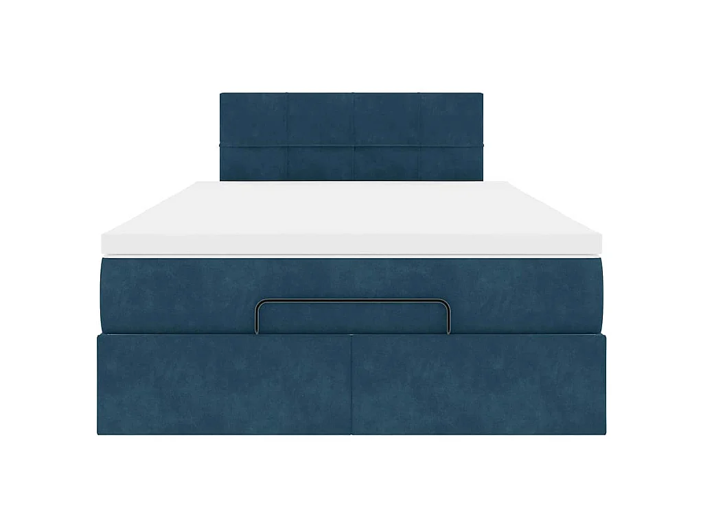 Cama otomana con colchón 120x190 cm terciopelo azul oscuro