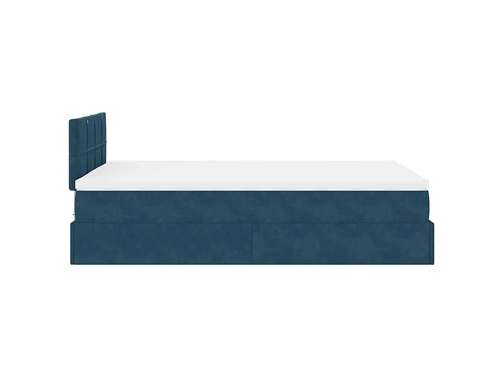 Cama otomana con colchón 120x190 cm terciopelo azul oscuro