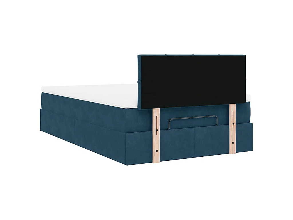 Cama otomana con colchón 120x190 cm terciopelo azul oscuro