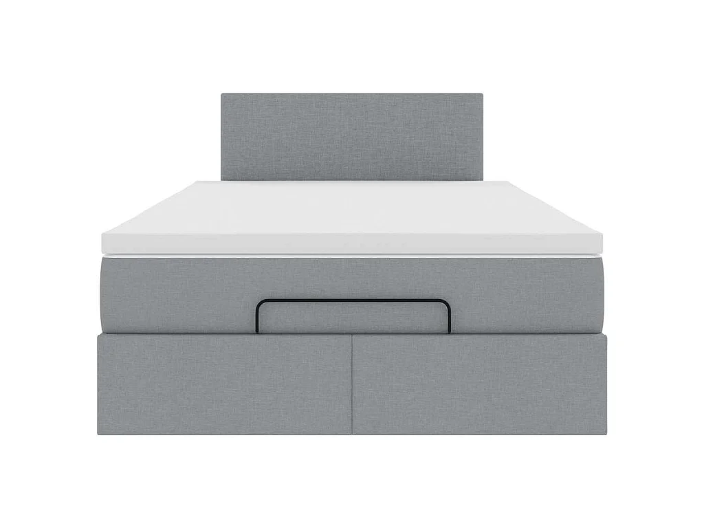 Lit ottoman avec matelas gris clair 120x200 cm tissu