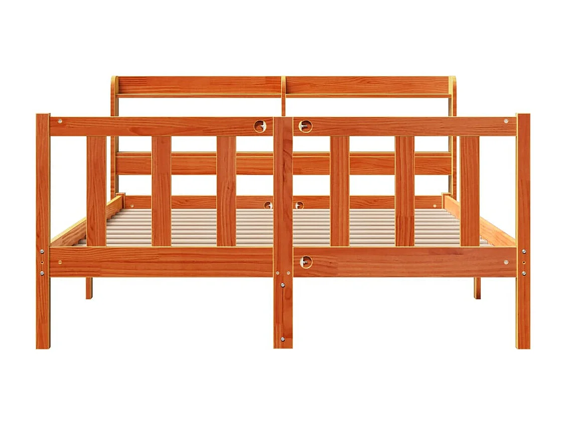 Bettgestell mit Kopfteil ohne Matratze Wachsbraun 120x190 cm
