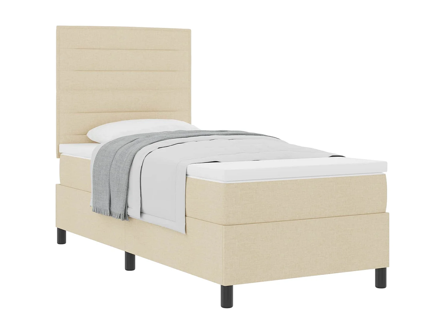 Lit à ressorts avec matelas Crème 100 x 200 cm tissu