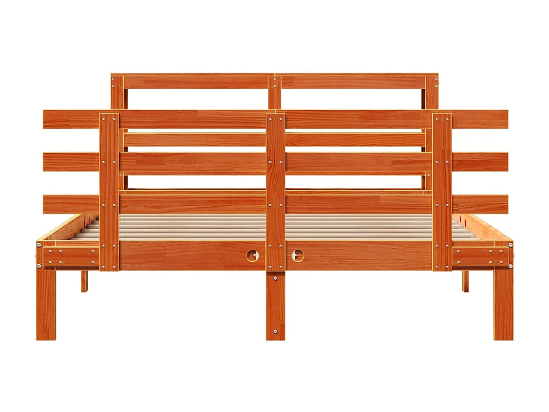 Cadre de lit et tête de lit sans matelas cire marron 120x200 cm