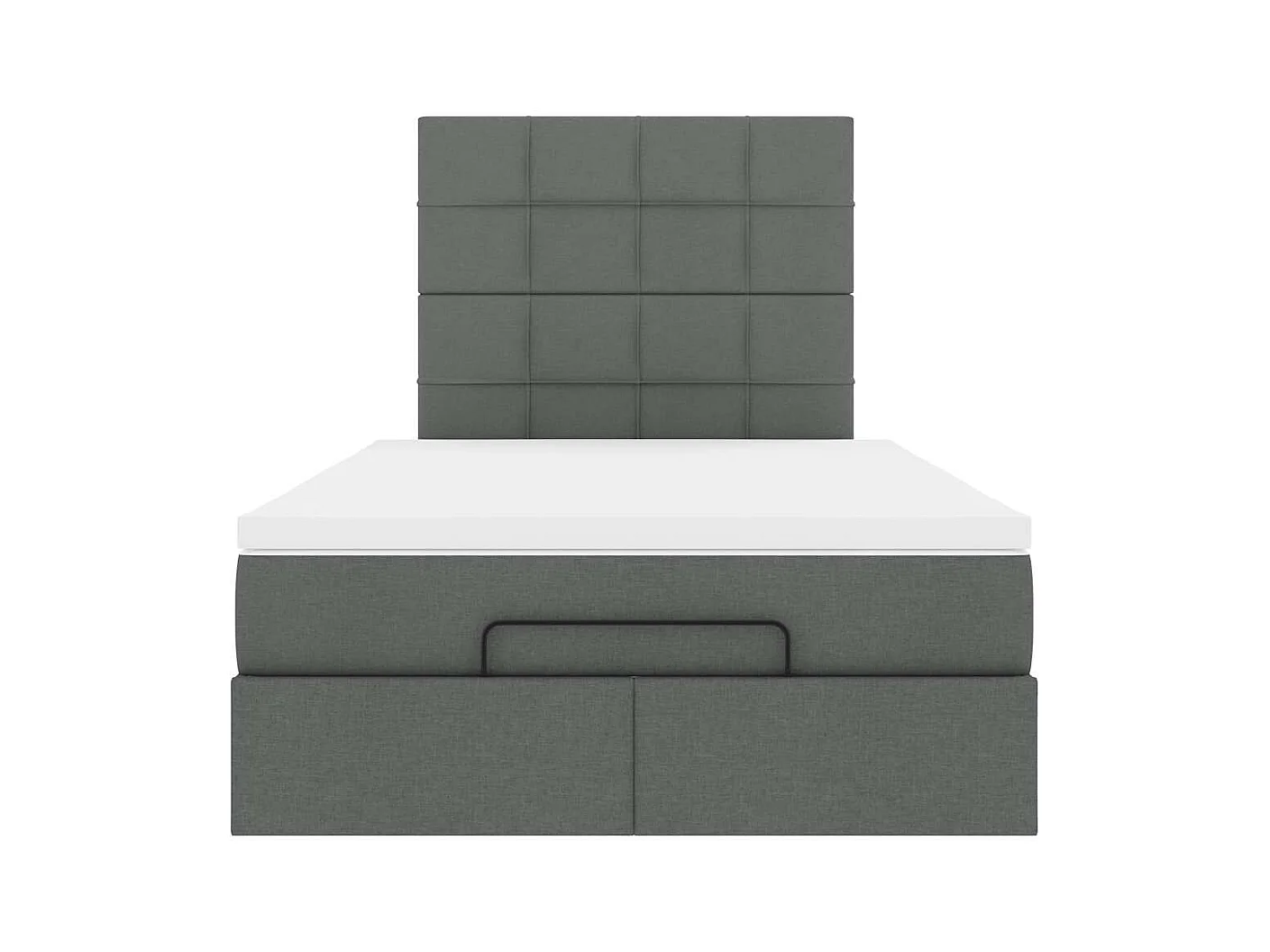 Cadre de lit ottoman avec matelas gris foncé 120x190 cm tissu
